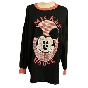 Vintage Disney Mickey Mouse Woman's Casual Knit Crewneck Retro Sweater